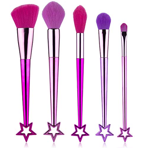 XINTD 5 Unids Star Set de Cepillos de Maquillaje Artificial Fibe Herramientas de Belleza Mezcla Facial Sombra de Ojos Brochas Portátiles para Set de Maquillaje