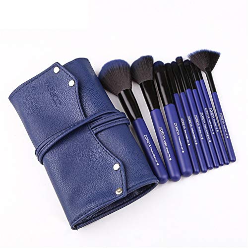 XINTD Set de Pinceles de Maquillaje, Herramienta de Maquillaje Profesional de 10 Piezas con Estuche de Cuero de PU para la aplicación Uniforme de Rubor, líquidos, contornos y Polvos