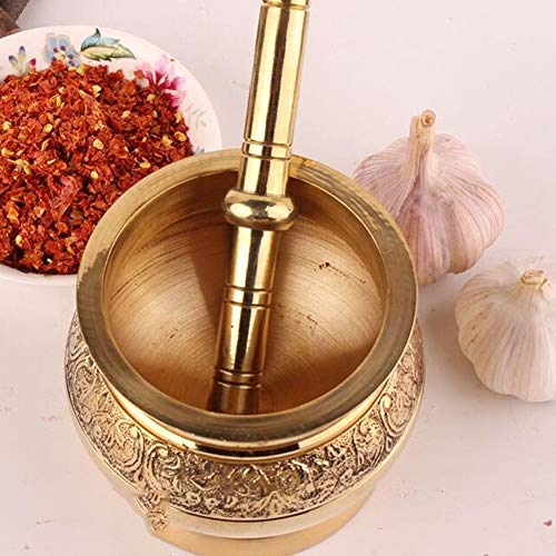 XLY El Ajo Molinillo De Olla Hierba, Mortero De Granito con Su Correspondiente Mano Pedestal De Bronce Cocina Tazón Regalo Mortero Y Maja Conjunto Inicio Gallo Pot Molienda De Maceración,1