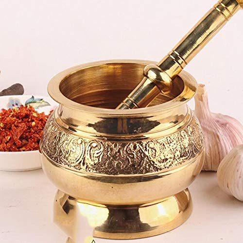 XLY El Ajo Molinillo De Olla Hierba, Mortero De Granito con Su Correspondiente Mano Pedestal De Bronce Cocina Tazón Regalo Mortero Y Maja Conjunto Inicio Gallo Pot Molienda De Maceración,1