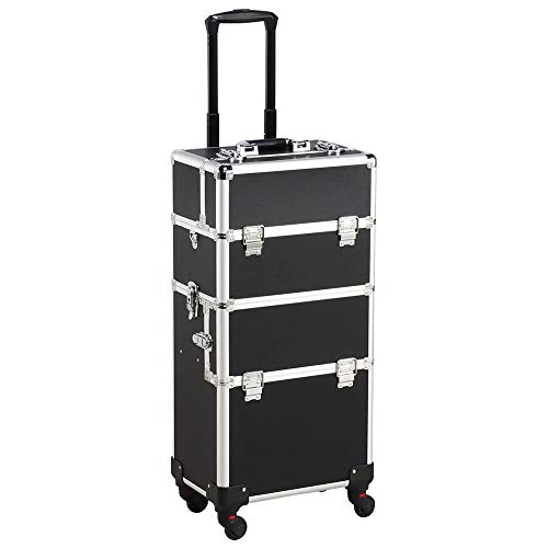 Yaheetech Maletín de Maquillaje Profesional Organizador Cosméticos Caja de Belleza 36 x 24 x 106,5 cm Negro