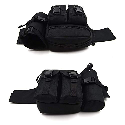 Yakmoo Bolso de Cintura Estilo Militar Táctico Bolsa de Riñonera o Bandolera Impermeable con Bolsillo para Botella al Aire Libre Negro