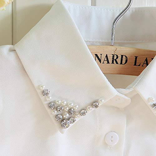 Yener White Chiffon Women Fake Collar Beaded Crystal Plus Size Faux Col Pearls Collar Camisa NEP Tank Top Desmontable Collares, 0026