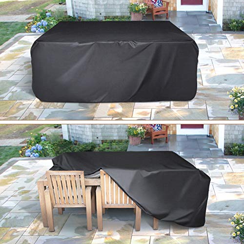 YISSVIC Cubierta de Muebles de Jardín Fundas de Muebles Impermeable Resistente al Polvo Anti-UV Protección Exterior Muebles de Jardín Cubiertas de Mesa y Silla Negro 242x162x100cm