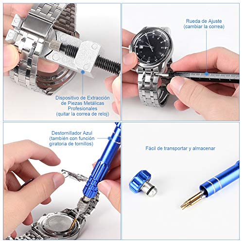 YISSVIC Kit de Reparación de Relojes 183Pcs Herramientas de Reparación de Relojes Portátil con Varios Accesorios Profesionales