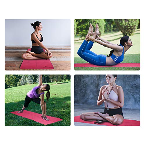 Yog&Fit- Colchoneta Gimnasia Antideslizante,Yoga Pilates, Fitness, y Deportes,Alfombrilla de TPE y tamaño 183*61Cm y 6mm de Grosor con Bolsa y Correa para Transporte y Ordenación (ROJO/NEGRO)