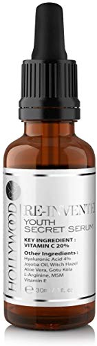 Youth Secret Serum - 20% de Vitamina C + 4% ¡de Ácido Hialurónico! 4 veces más FUERTE que tratamientos anti-edad regulares. ¡EFECTO BOTOX! 30ml.