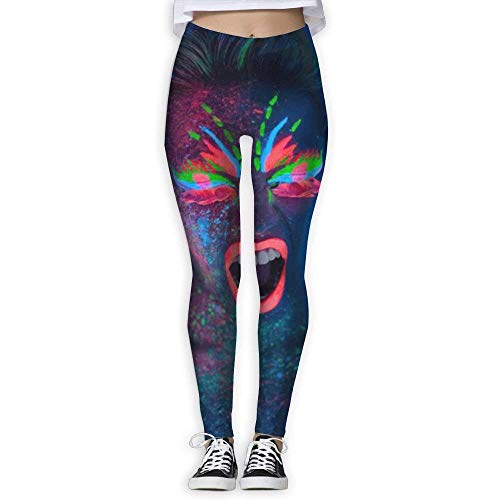 Yuanmeiju Women Blacklight Makeup Leggings Workout Yoga Pantalones