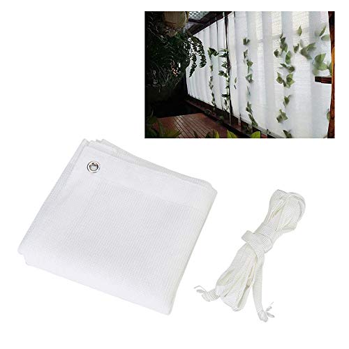 ZAZAP Toldo Vela De Sombra,Red De Sombra para JardíN, Tela De Malla para Parabrisas, con Ojal, ProteccióN UV 85%, Blanco, Cuerda De EnvíO