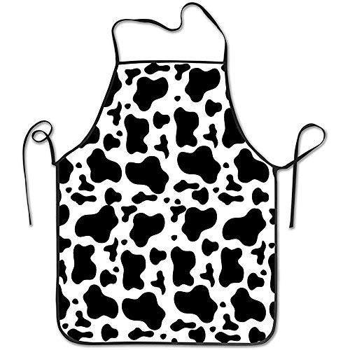 zhengshaolongG Adjustable Bib Black White Milk Cow Spots Print Delantal Cooking Waterdrop Resistant Kitchen Delantals for Women Men Chef