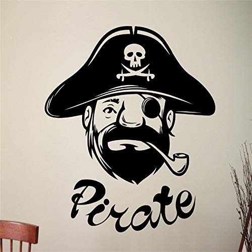 zhuziji Adhesivos de Pared de Aventura Patrón de Cabeza de Pirata Famoso de peluquería con Fresco Serie de Piratas Vinilo Mural extraíble Impermeable Familia Infantil. Autoadhesivo Li85X85Cm