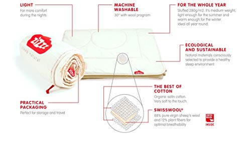 zizzz Nórdico 220x240 cm - Transpirable e increíblemente Suave - Edredón 4 Estaciones con Relleno de Lana Swisswool (290 g/m2) - Edredón año