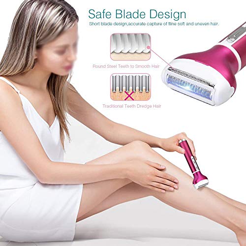 ZXGQF Depiladora Facial Electrica para Mujer Afeitadoras Eléctricas para Mujer 4 en 1 Sin Dolor y Impermeable, Para Bikini Área Nariz Axila Pierna Del Brazo (A)