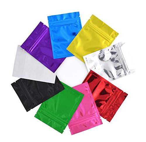 100 piezas de 3 x 4 cm coloridas autosellables de doble cara de papel de Mylar plano sellable con calor, bolsa de almacenamiento de grado alimenticio, bolsa de embalaje perfecta para regalar muestras