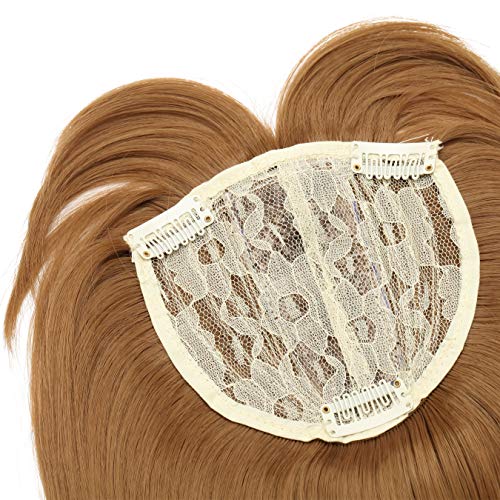 11"(27cm) SEGO Extensiones de Cabello Clip Prótesis Capilar Mujer [Castaño Café] Pelo Sintético Se Ve Natural Pelucas Flequillo Postizo Hair Toppers Toupee (95g)