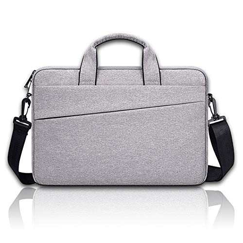 13.3 pulgadas hombres negocios maletín portátil bolsa impermeable y resistente al desgaste, forro de pelusa, correa de hombro ajustable y extraíble, gris, gris (Gris) - WJ09080503