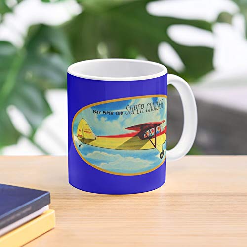 1947 Cruiser Super Pilot Aircraft Cub Piper Cessna Taza de café con Leche 11 oz