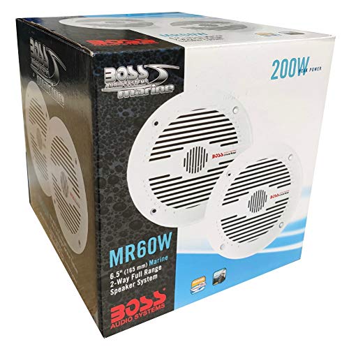 2 Altavoces Marinos Compatible con Boss Audio MR60W 2 vias 6.5" 16.50 cm 165 mm 100 vatios rms 200 vatios máx Barco Piscina mar Impermeable, Pareja