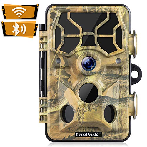 【2020 Upgrade】Campark Cámara de Caza WiFi Bluetooth 20MP 1296P Trail Game Cámara con visión nocturna activada por movimiento, al aire libre impermeable IP66