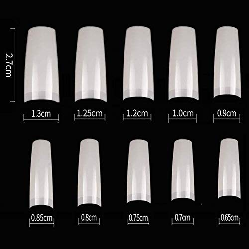 500 Piezas Uñas Francesas Postizas Fake Nails Tip 10 Tamaños + 1×Cortauñas Profesional Nail Clippers Cutter para False Acrylic Nails, Acrílico Uñas Falsas para Niñas de Gel Nail Art (naturales)