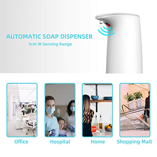 500ml Non-Touch Alcohol Dispenser, Automatic Induction Disinfection Sprayer for Home, Office, Hotel, Restaurants, Hospital (White) (White Soap Dispenser)