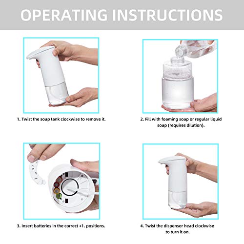 500ml Non-Touch Alcohol Dispenser, Automatic Induction Disinfection Sprayer for Home, Office, Hotel, Restaurants, Hospital (White) (White Soap Dispenser)