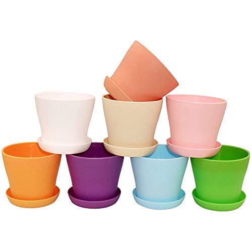 8 pcs plásticos Ronda Flor Planta potes con Paleta 8 Colores para Las Plantas de semillero Plantas de Carne de vivero y Otras pequeñas Plantas