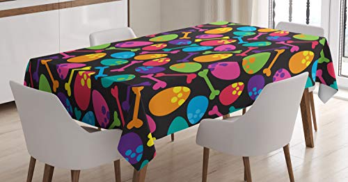 ABAKUHAUS Velociraptor Mantele, Huevos de Dinosaurio Huesos, Resistente al Agua Lavable Colores No Destiñen Personalizado, 140 x 170 cm, Multicolor