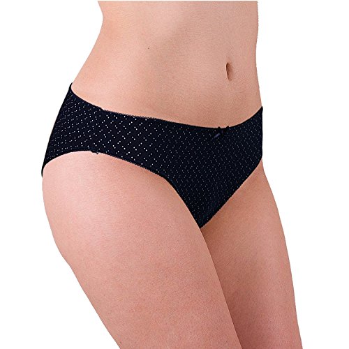 ABClothing Womens Soft Cotton Black Low Rise Bow Bikini Unberwear Paquete de lencería de 6 XL Negro