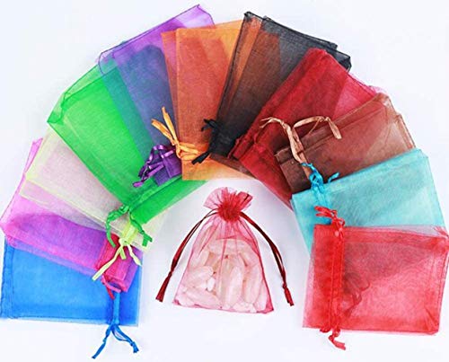 Abn 100 uds.Bolsas de Organza de 7x9 cm Bolsas de Regalo con cordón Bolsas de Organza para Regalos de Boda Bolsas de joyería Bolsas de Envoltura para muestras, Azul Tiffany, 7x9 cm, 100 uds