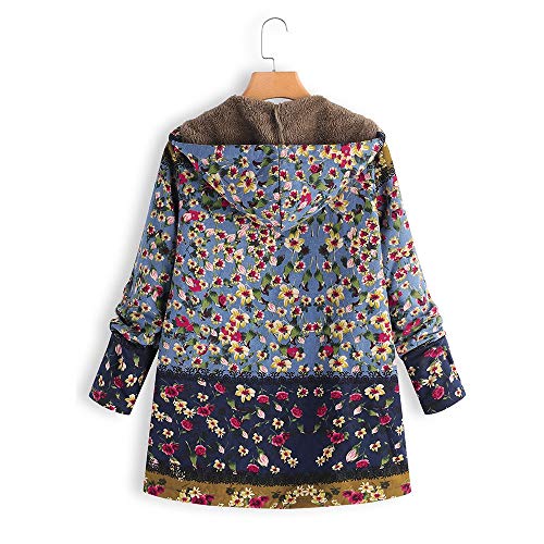 Abrigo De Invierno Mujer Libre Abrigos para Mujer Rebajas Talla Grande Abrigo con Capucha De Manga Larga Vintage Cremallera Señoras Abrigos con Bolsillos Gruesos De Lana riou (1-Blue, XXL)