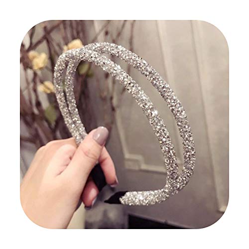 Accessorie 2020 Fashion Rhinestone Hair Band Mujeres Full Diamond Super Flash Brillante Doble Cristal Lateral Diadema Accesorios para el Cabello - 3-