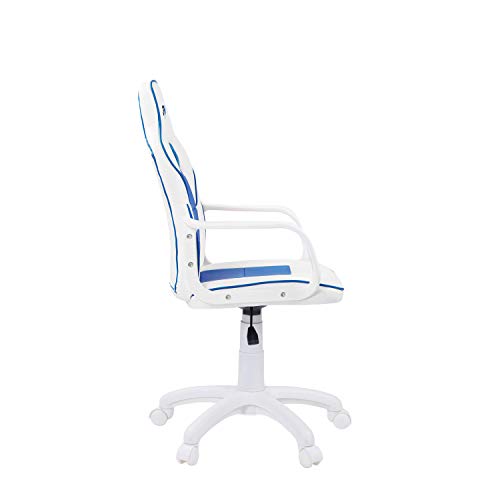 Adec - DRW, Silla de Escritorio, Estudio o Despacho, Sillon Gaming Acabado en Color Blanco y Azul, Medidas: 60 cm (Ancho) x 60 cm (Fondo) x 98-108 cm (Alto)