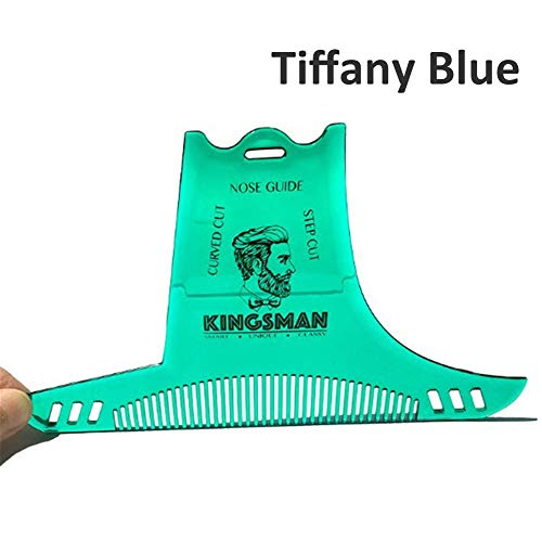 Adminitto88 Peine Plantilla Barba Hombre con Beard Shaping Template Tool y Comb Acero Inoxidable para Former y tailler la Barba, Tiffany Blue, 3 Couleur