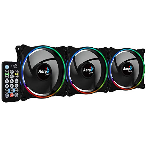 Aerocool ECLIPSE, 3 ventiladores, iluminación RGB, aspas curvas, antivibración