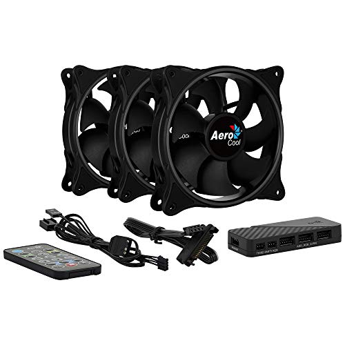 Aerocool ECLIPSE, 3 ventiladores, iluminación RGB, aspas curvas, antivibración