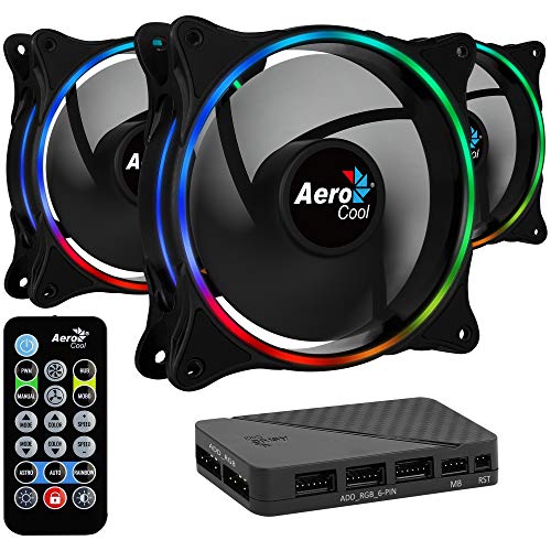 Aerocool ECLIPSE, 3 ventiladores, iluminación RGB, aspas curvas, antivibración