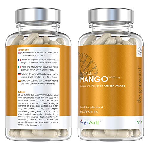 African Mango - Suplemento Natural De Mango Africano - Inhibidor Del Apetito Natural - Supresor Del Apetito A Base De Mango Africano Puro - Ayuda A Reducir Peso Y Quemar Las Grasas - 60 Cápsulas