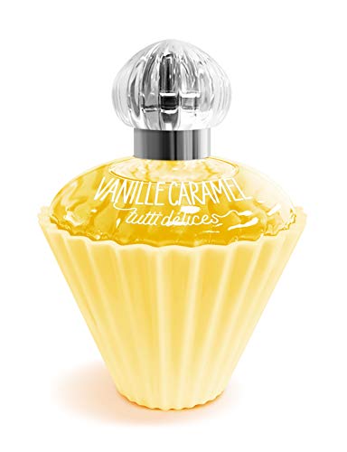 Agua de tocador (Eau de toilette) para Mujeres TUTTI DELICES VANILLE CARAMEL 50 ml frasco (1.7 fl.oz.) – Fragancia dulce para Mujeres de CORANIA