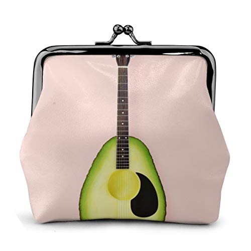 Aguacate Guitarras monedero cuero cambio monedero beso cierre mini cosméticos maquillaje bolsas para mujeres y niñas