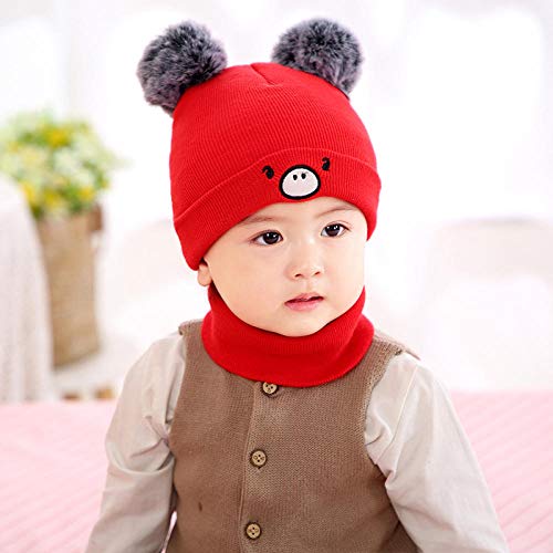 Aibccr Gorra fetal para bebés recién Nacidos Gorra de Pelo para Hombres y Mujeres protección para los oídos para bebés Sombrero de Modelado cálido Red Rojo 0-1 años