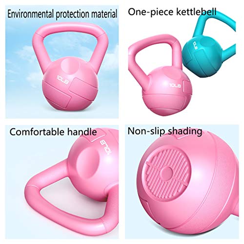 Ailj Kettlebell Rosa Fitness Pesas Rusa 5/10LB para Gimnasio En Casa Y Entrenamientos En Casa, Entrenamiento Cruzado, Levantamiento De Pesas Y Quema De Grasa (Color : Pink-10lb)