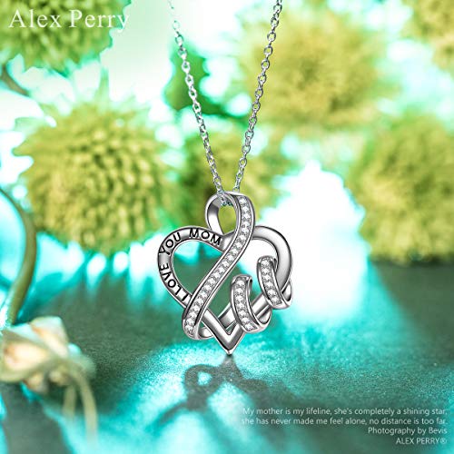 Alex Perry Regalo Collar Mujer Plata de ley 925 5A zirconia cúbica Colgante Corazon Joyería para Elle Su Madre Amante Cumpleaños Aniversario