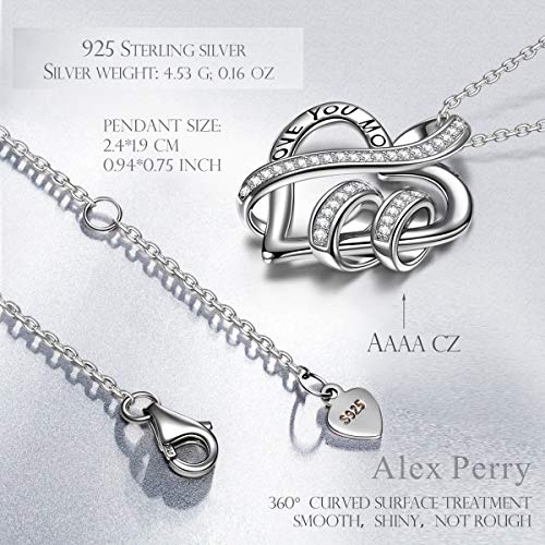 Alex Perry Regalo Collar Mujer Plata de ley 925 5A zirconia cúbica Colgante Corazon Joyería para Elle Su Madre Amante Cumpleaños Aniversario