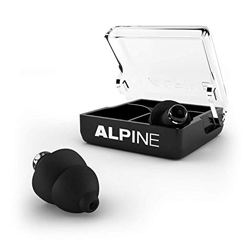 Alpine PartyPlug Tapones para los oídos para Fiestas, festivales de música y conciertos - Gran calidad musical - Cómodo material hipoalergénico + Contenedor llavero - Tapones reutilizables - Negro