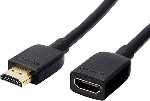 AmazonBasics - Cable alargador HDMI de alta velocidad (macho a hembra, 0,9 m)