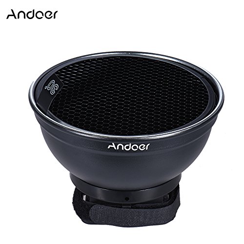 Andoer 5,9"(15 cm) de Plata Difusor Beauty Dish w / 30 Grado de Nido de Abeja para Neewer Canon Nikon Yongnuo Godox Meike Vivitar Fotografía en la Cámara Flash Speedlite de Destello