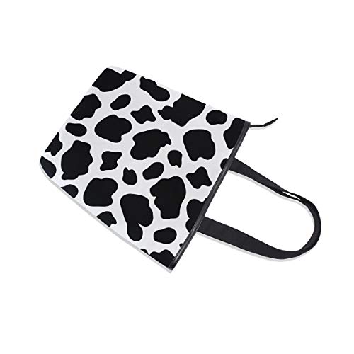 Animal Tote Bag Abstract Cow Skin Black White para mujeres Niñas Damas Bolsos de hombro para estudiantes Bolsos con correa de peso ligero Monedero Compras