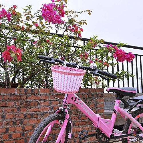 ANZOME Cesta de Bicicleta para niña, Manillar, Cesta de Bicicleta para niños con serpentinas para niños, Juego de Regalo para niños, Rojo Rosa