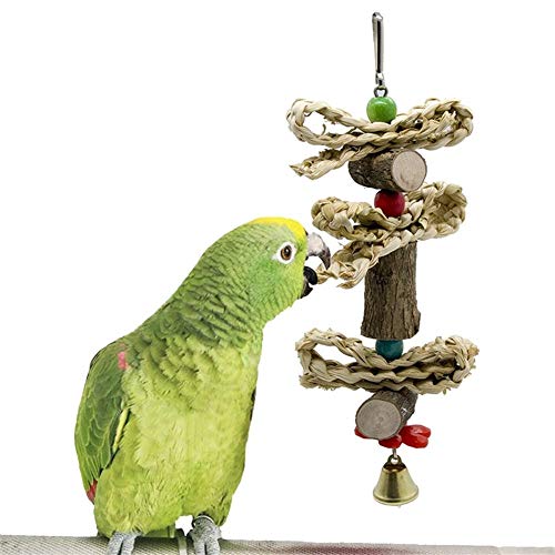 Aomednx Durable 4 Estilos Pájaro del Juguete Colgante De Madera De Juguete del Loro Sano Pájaro Que Picotea Juguete For Mascotas Pet Bird Producto (Color : A)